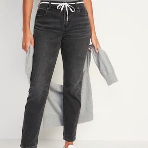 nwt old navy mid-rise gray boyfriend straight jeans